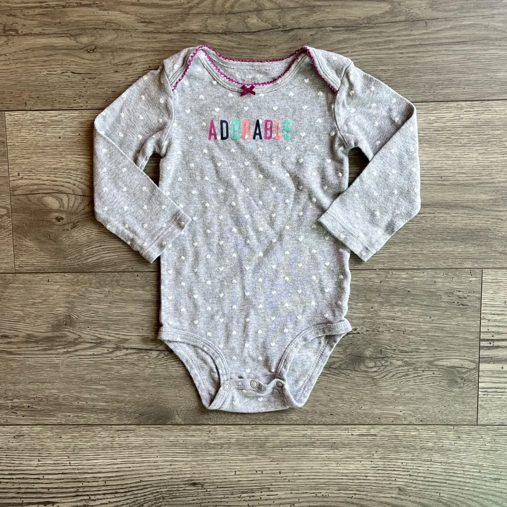 Carter’s Toddler Girl Long Sleeve Onesie Bodysuit “Adorable” Hearts 18 Month